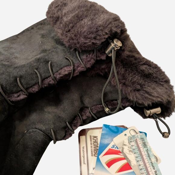 Khombu Black Leather Fur Boots - Picture 3 of 6